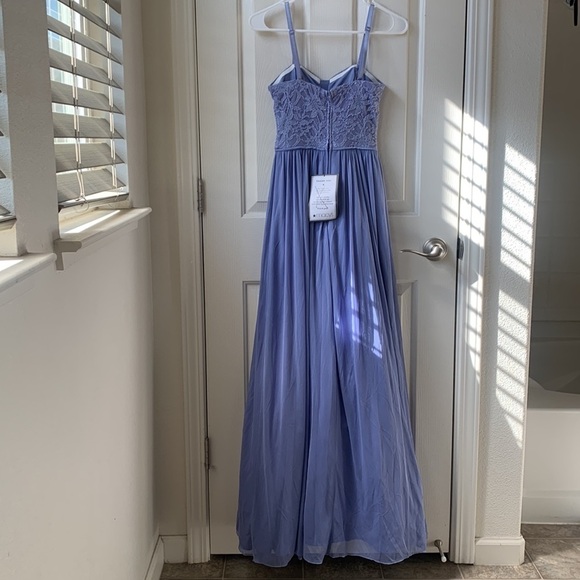 NWT BCX Dress Lace Mesh Insert Optional Strap Purple Gown size 1 XS - Picture 9 of 13